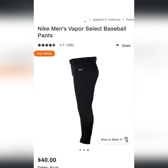 Nike Men's Vapor Select Baseball Pants Size Large and extra large - Picture 9 of 9